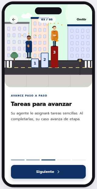 Pantalla de tareas y documentos en el app DSF